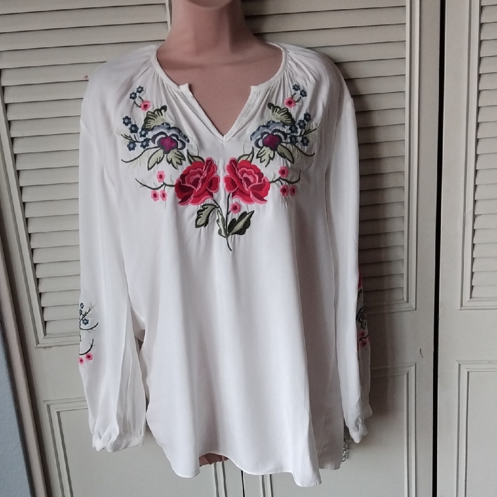 Unworn Embroidered Long Sleeved Top